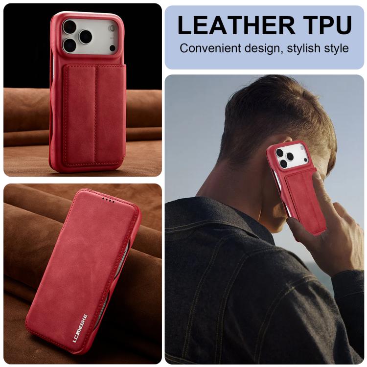 For iPhone 17 Pro LC.IMEEKE Hon Ancient Series Flip Leather Phone Case(Red) by LC.IMEEKE