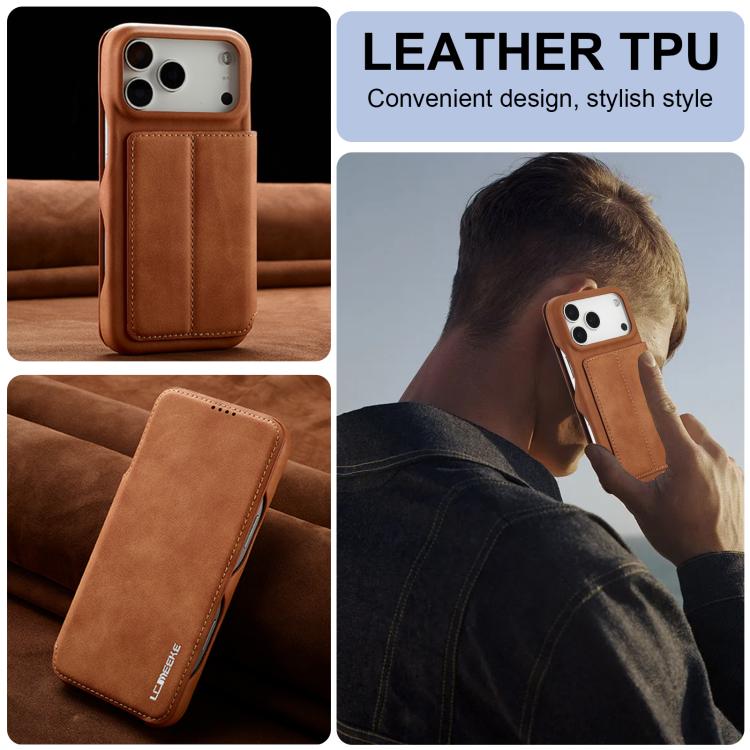 For iPhone 17 Pro LC.IMEEKE Hon Ancient Series Flip Leather Phone Case(Brown) by LC.IMEEKE