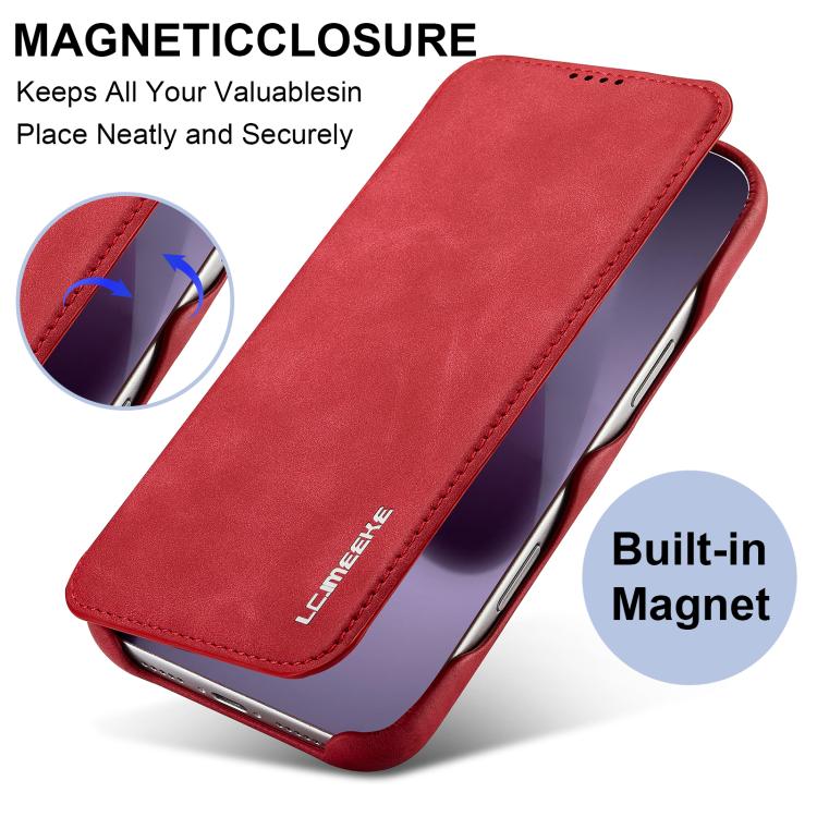 For iPhone 17 Pro Max LC.IMEEKE Hon Ancient Series Flip Leather Phone Case(Red) by LC.IMEEKE