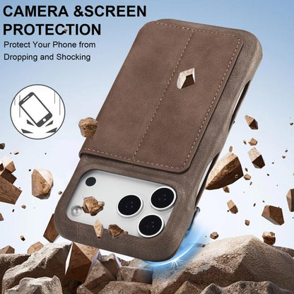 For iPhone 17 Pro Max LC.IMEEKE Hon Ancient Series Flip Leather Phone Case(Coffee) by LC.IMEEKE
