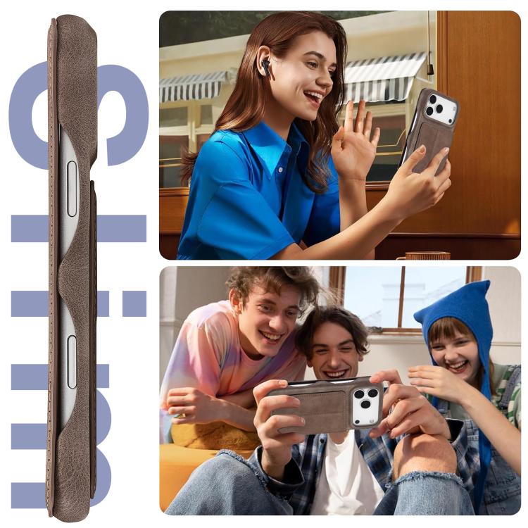 For iPhone 17 Pro Max LC.IMEEKE Hon Ancient Series Flip Leather Phone Case(Coffee) by LC.IMEEKE