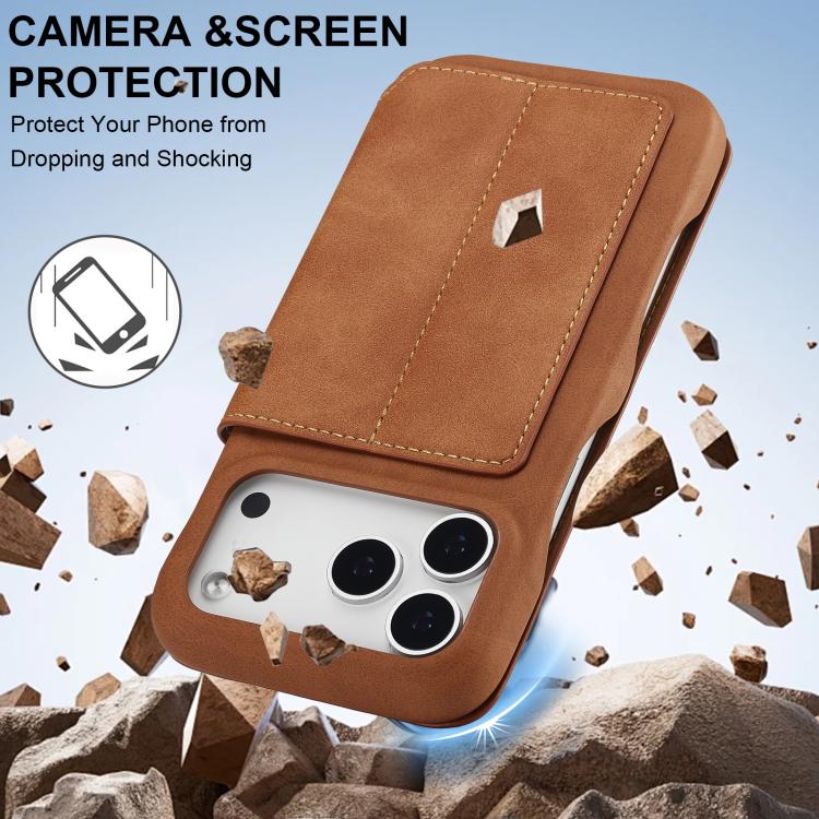 For iPhone 17 Pro Max LC.IMEEKE Hon Ancient Series Flip Leather Phone Case(Brown) by LC.IMEEKE