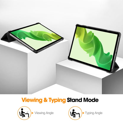 For Realme Pad 2 3-folding Leather Smart Tablet Case(Black) by bashfashion