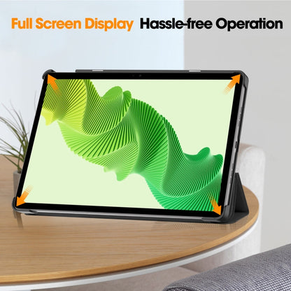 For Realme Pad 2 3-folding Leather Smart Tablet Case(Black) by bashfashion