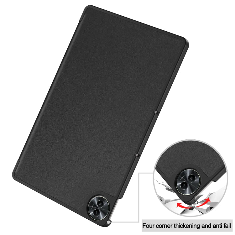 For Realme Pad 2 3-folding Leather Smart Tablet Case(Black) by bashfashion