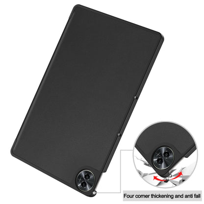For Realme Pad 2 3-folding Leather Smart Tablet Case(Black) by bashfashion