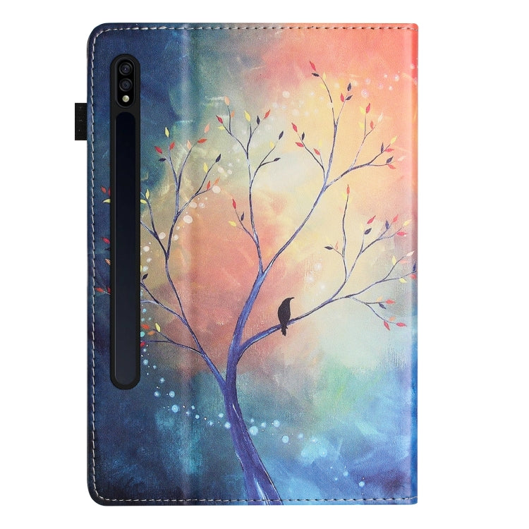 For Samsung Galaxy Tab S7 Sewing Litchi Texture Smart Leather Tablet Case(Oil Painting Tree) by bashfashion