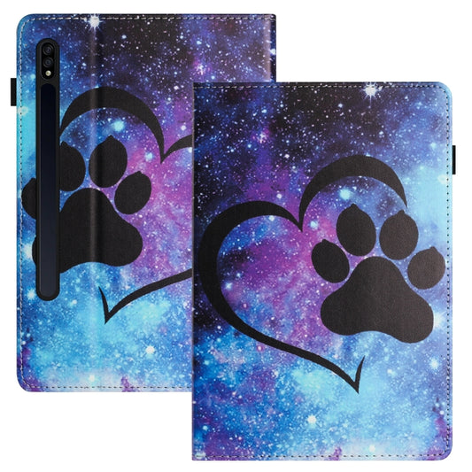 For Samsung Galaxy Tab S7 Sewing Litchi Texture Smart Leather Tablet Case(Footprint) by bashfashion