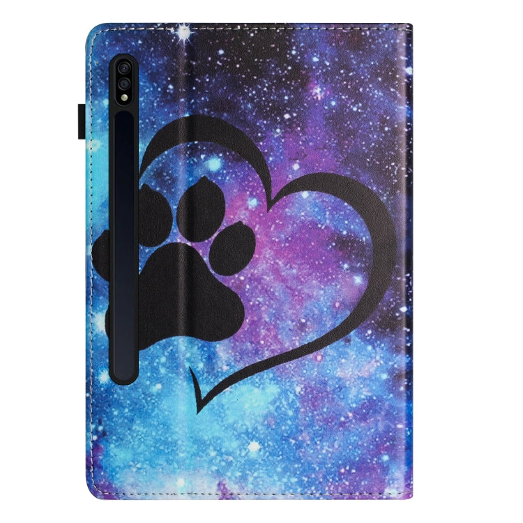 For Samsung Galaxy Tab S7 Sewing Litchi Texture Smart Leather Tablet Case(Footprint) by bashfashion