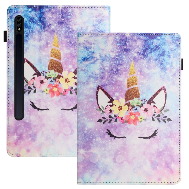 For Samsung Galaxy Tab S7 Sewing Litchi Texture Smart Leather Tablet Case(Smiling Face) by bashfashion