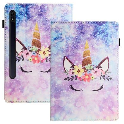 For Samsung Galaxy Tab S7 Sewing Litchi Texture Smart Leather Tablet Case(Smiling Face) by bashfashion