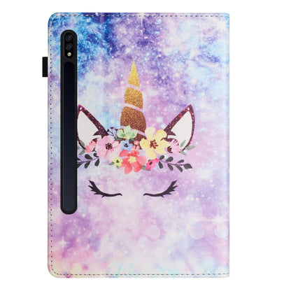 For Samsung Galaxy Tab S7 Sewing Litchi Texture Smart Leather Tablet Case(Smiling Face) by bashfashion