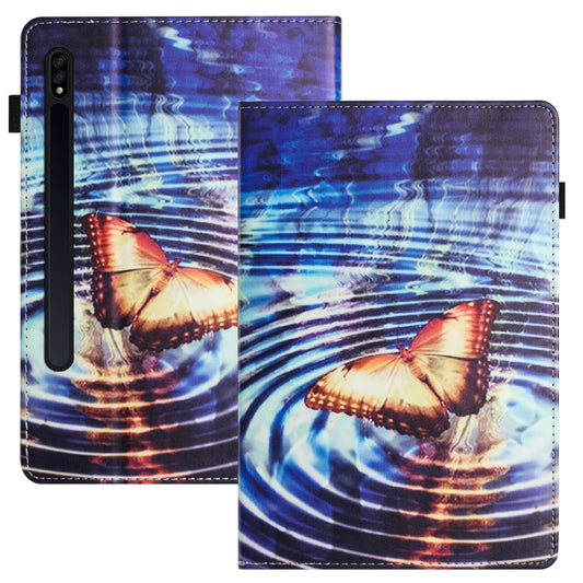 For Samsung Galaxy Tab S7 Sewing Litchi Texture Smart Leather Tablet Case(Butterfly) by bashfashion