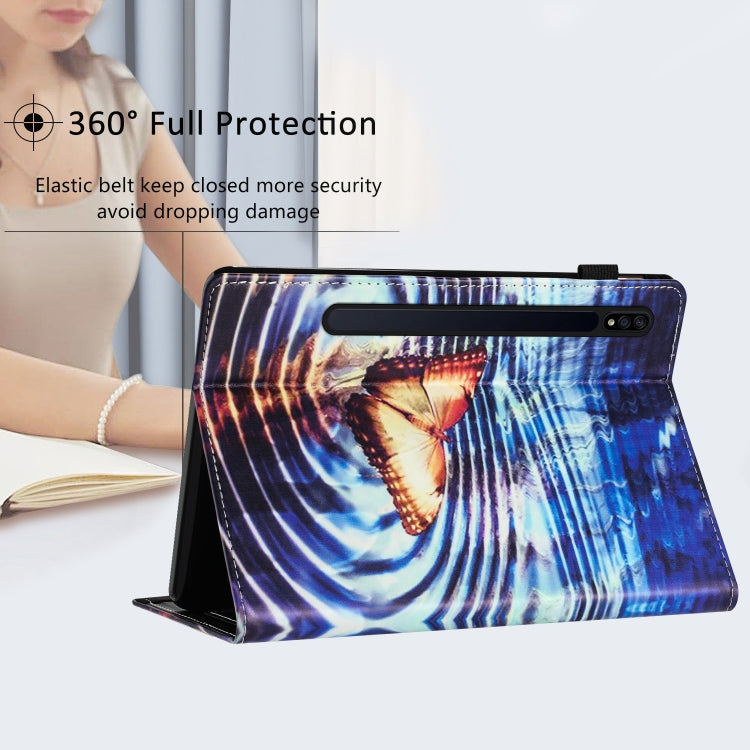 For Samsung Galaxy Tab S7 Sewing Litchi Texture Smart Leather Tablet Case(Butterfly) by bashfashion