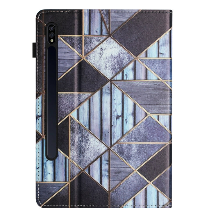 For Samsung Galaxy Tab S7 Sewing Litchi Texture Smart Leather Tablet Case(Marble) by bashfashion