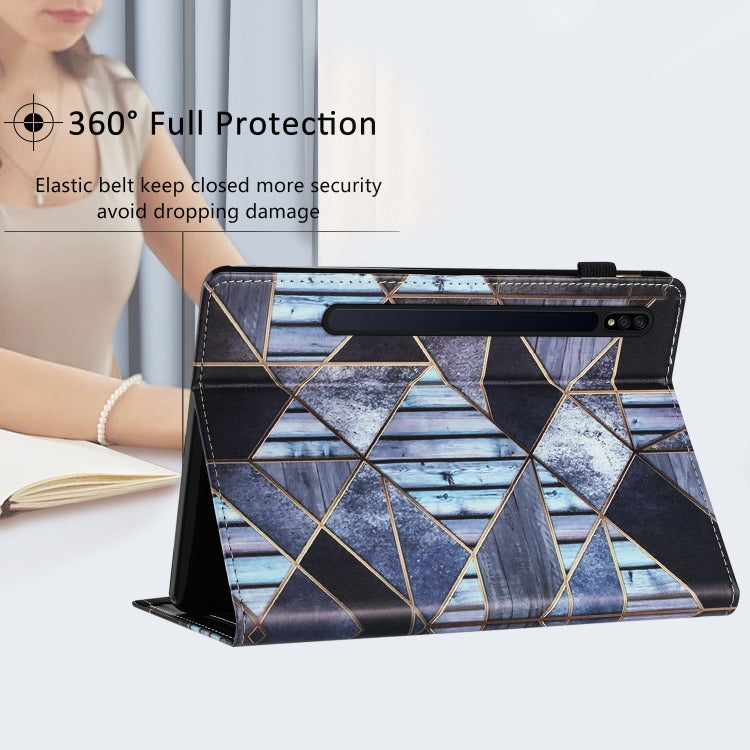 For Samsung Galaxy Tab S7 Sewing Litchi Texture Smart Leather Tablet Case(Marble) by bashfashion