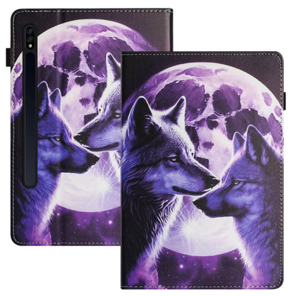 For Samsung Galaxy Tab S7 Sewing Litchi Texture Smart Leather Tablet Case(Wolf) by bashfashion