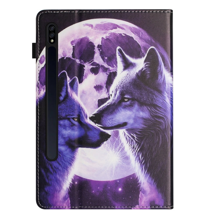 For Samsung Galaxy Tab S7 Sewing Litchi Texture Smart Leather Tablet Case(Wolf) by bashfashion