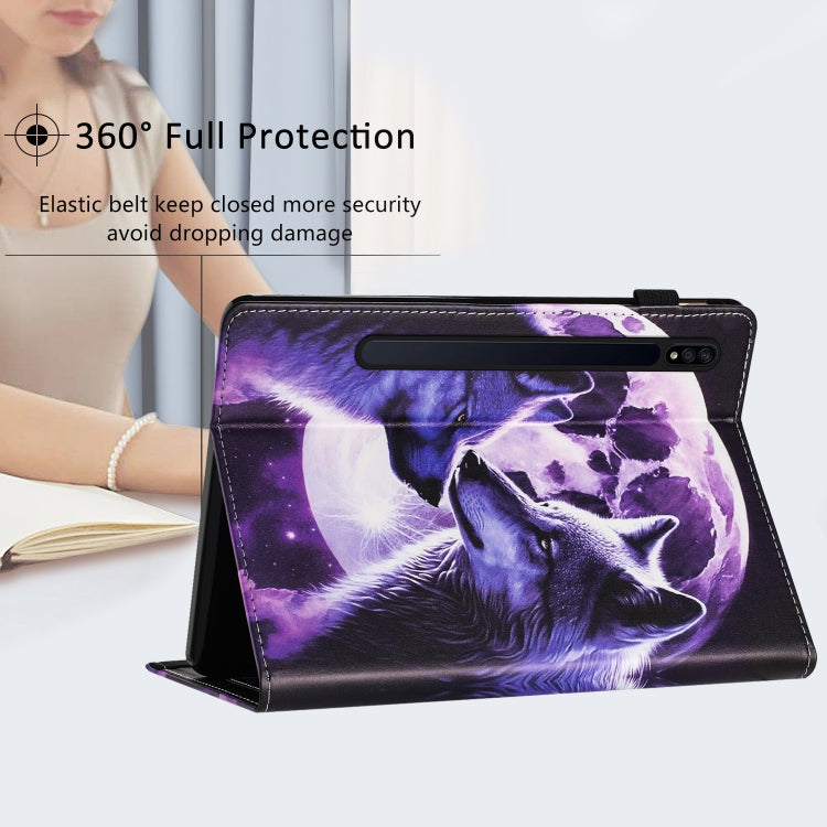 For Samsung Galaxy Tab S7 Sewing Litchi Texture Smart Leather Tablet Case(Wolf) by bashfashion