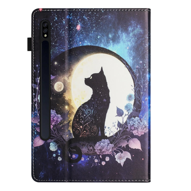 For Samsung Galaxy Tab S7 Sewing Litchi Texture Smart Leather Tablet Case(Cat) by bashfashion