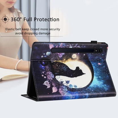 For Samsung Galaxy Tab S7 Sewing Litchi Texture Smart Leather Tablet Case(Cat) by bashfashion