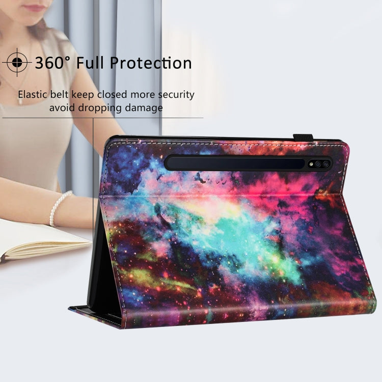 For Samsung Galaxy Tab S7 Sewing Litchi Texture Smart Leather Tablet Case(Starry Sky) by bashfashion