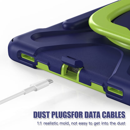 For Samsung Galaxy Tab S9 / S8 / S7 Silicone Hybrid PC Tablet Case with Holder & Shoulder Strap(Navy Blue Olivine) by bashfashion