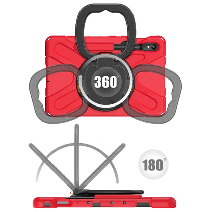 For Samsung Galaxy Tab S9 / S8 / S7 Silicone Hybrid PC Tablet Case with Holder & Shoulder Strap(Red) by bashfashion