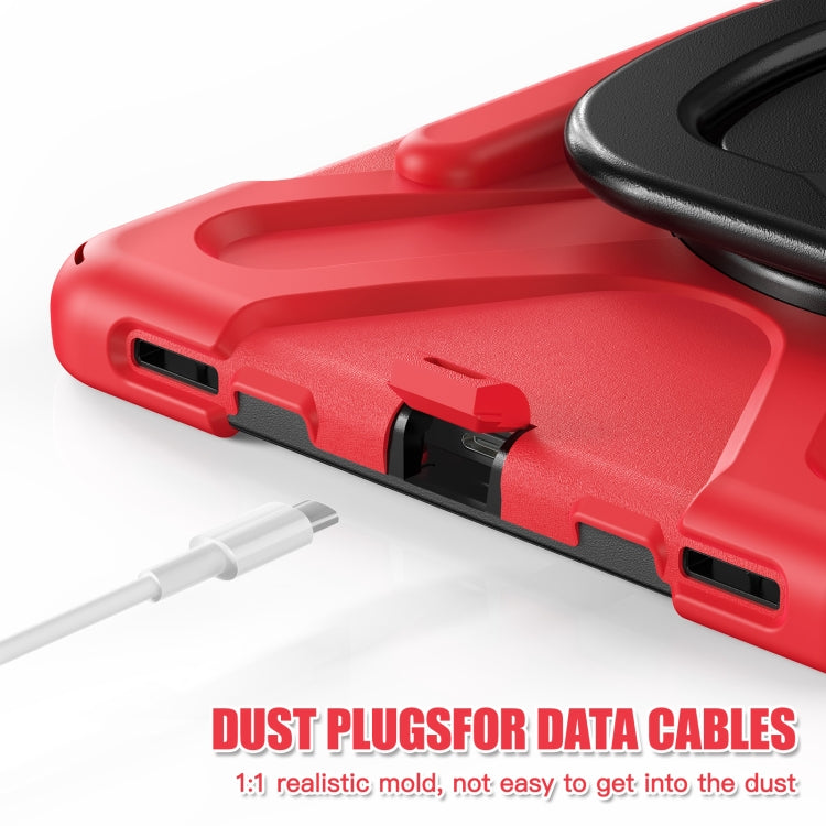 For Samsung Galaxy Tab S9 / S8 / S7 Silicone Hybrid PC Tablet Case with Holder & Shoulder Strap(Red) by bashfashion