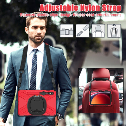 For Samsung Galaxy Tab S9 / S8 / S7 Silicone Hybrid PC Tablet Case with Holder & Shoulder Strap(Red) by bashfashion