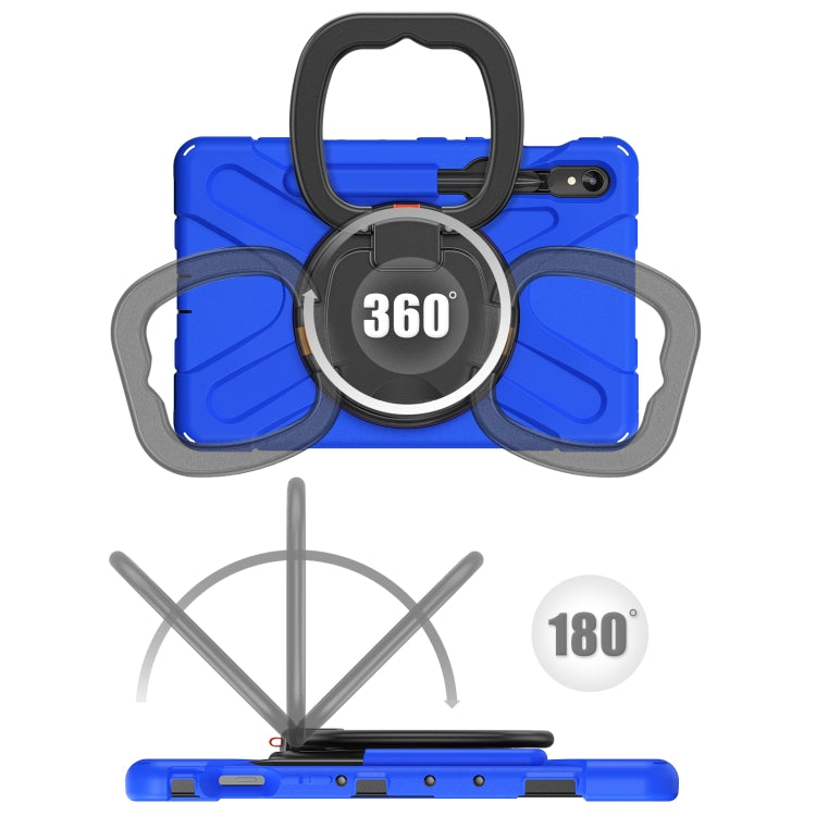 For Samsung Galaxy Tab S9 / S8 / S7 Silicone Hybrid PC Tablet Case with Holder & Shoulder Strap(Blue) by bashfashion