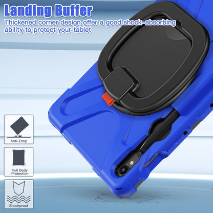 For Samsung Galaxy Tab S9 / S8 / S7 Silicone Hybrid PC Tablet Case with Holder & Shoulder Strap(Blue) by bashfashion