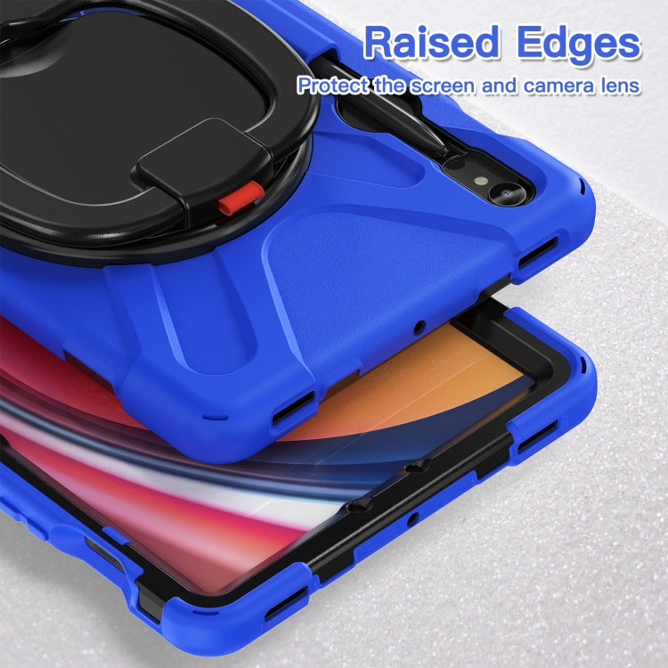 For Samsung Galaxy Tab S9 / S8 / S7 Silicone Hybrid PC Tablet Case with Holder & Shoulder Strap(Blue) by bashfashion