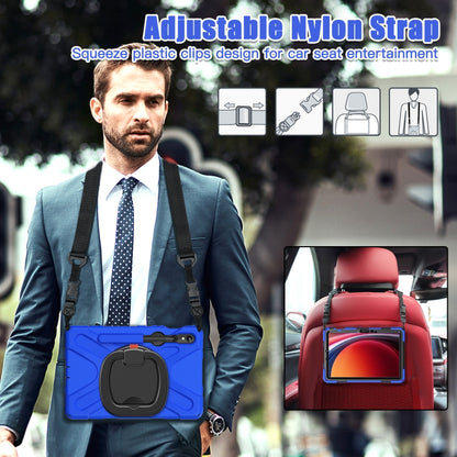 For Samsung Galaxy Tab S9 / S8 / S7 Silicone Hybrid PC Tablet Case with Holder & Shoulder Strap(Blue) by bashfashion