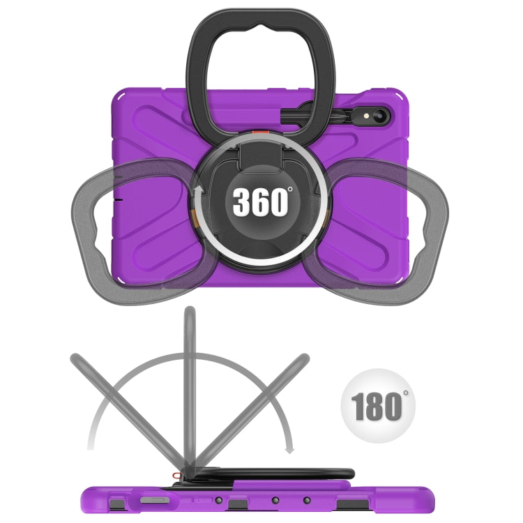 For Samsung Galaxy Tab S9 / S8 / S7 Silicone Hybrid PC Tablet Case with Holder & Shoulder Strap(Purple) by bashfashion