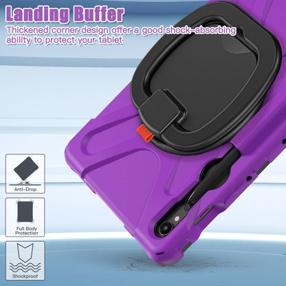 For Samsung Galaxy Tab S9 / S8 / S7 Silicone Hybrid PC Tablet Case with Holder & Shoulder Strap(Purple) by bashfashion