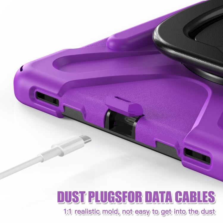 For Samsung Galaxy Tab S9 / S8 / S7 Silicone Hybrid PC Tablet Case with Holder & Shoulder Strap(Purple) by bashfashion