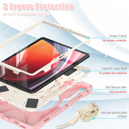 For Samsung Galaxy Tab S9 / S8 / S7 Silicone Hybrid PC Tablet Case with Holder & Shoulder Strap(Pink) by bashfashion