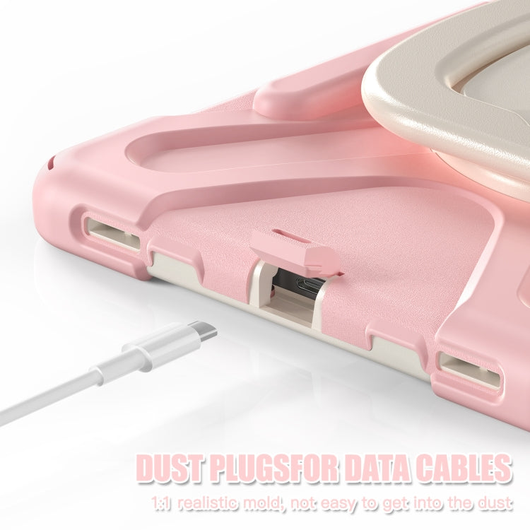 For Samsung Galaxy Tab S9 / S8 / S7 Silicone Hybrid PC Tablet Case with Holder & Shoulder Strap(Pink) by bashfashion