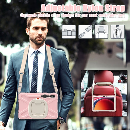 For Samsung Galaxy Tab S9 / S8 / S7 Silicone Hybrid PC Tablet Case with Holder & Shoulder Strap(Pink) by bashfashion