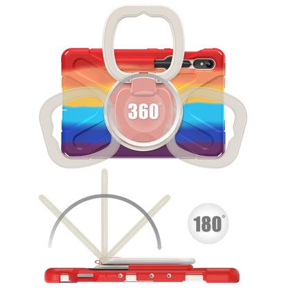 For Samsung Galaxy Tab S9 / S8 / S7 Silicone Hybrid PC Tablet Case with Holder & Shoulder Strap(Colorful Red) by bashfashion