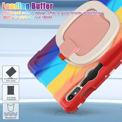 For Samsung Galaxy Tab S9 / S8 / S7 Silicone Hybrid PC Tablet Case with Holder & Shoulder Strap(Colorful Red) by bashfashion