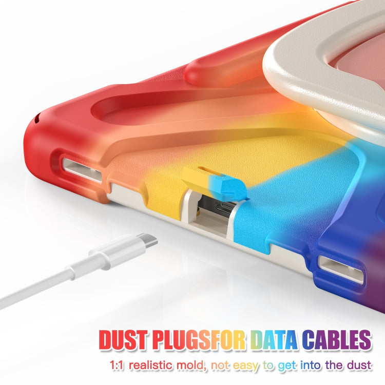 For Samsung Galaxy Tab S9 / S8 / S7 Silicone Hybrid PC Tablet Case with Holder & Shoulder Strap(Colorful Red) by bashfashion