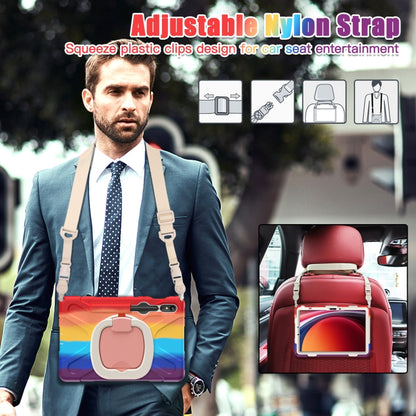 For Samsung Galaxy Tab S9 / S8 / S7 Silicone Hybrid PC Tablet Case with Holder & Shoulder Strap(Colorful Red) by bashfashion