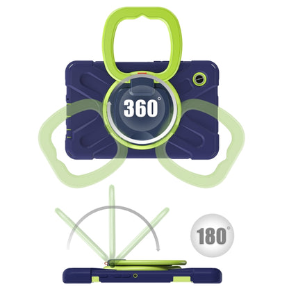 For Samsung Galaxy Tab A9 / Tab A11 Silicone Hybrid PC Tablet Case with Holder & Shoulder Strap(Navy Blue Olivine) by bashfashion