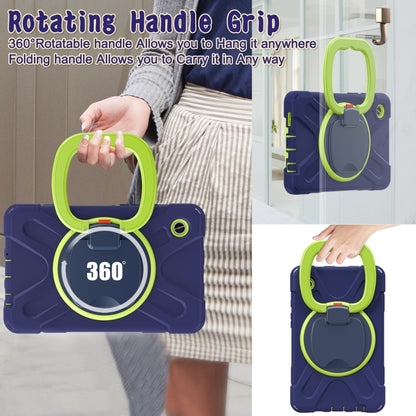 For Samsung Galaxy Tab A9 / Tab A11 Silicone Hybrid PC Tablet Case with Holder & Shoulder Strap(Navy Blue Olivine) by bashfashion