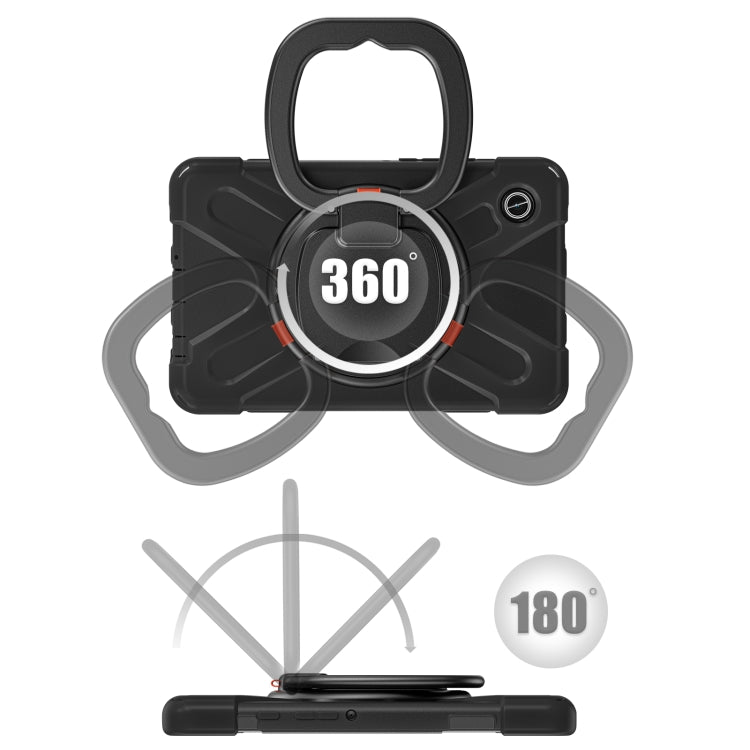 For Samsung Galaxy Tab A9 / Tab A11 Silicone Hybrid PC Tablet Case with Holder & Shoulder Strap(Black) by bashfashion