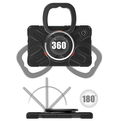 For Samsung Galaxy Tab A9 / Tab A11 Silicone Hybrid PC Tablet Case with Holder & Shoulder Strap(Black) by bashfashion