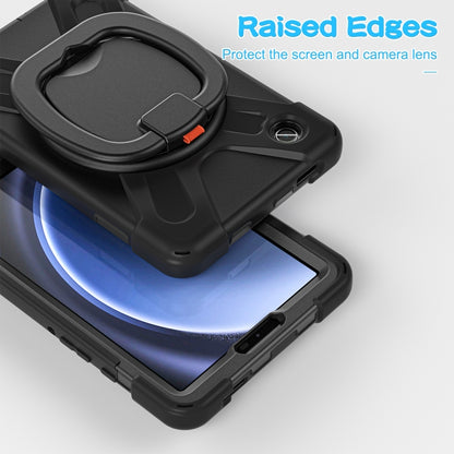 For Samsung Galaxy Tab A9 / Tab A11 Silicone Hybrid PC Tablet Case with Holder & Shoulder Strap(Black) by bashfashion