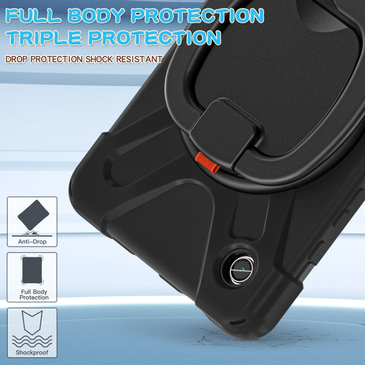 For Samsung Galaxy Tab A9 / Tab A11 Silicone Hybrid PC Tablet Case with Holder & Shoulder Strap(Black) by bashfashion